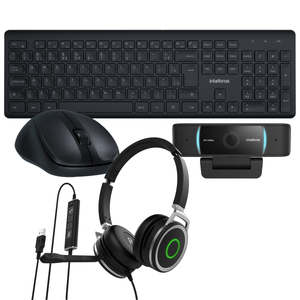 Kit WebCam USB CAM-1080p + Headset WHS 80 USB + Teclado e Mouse CSI50 Sem Fio Intelbras