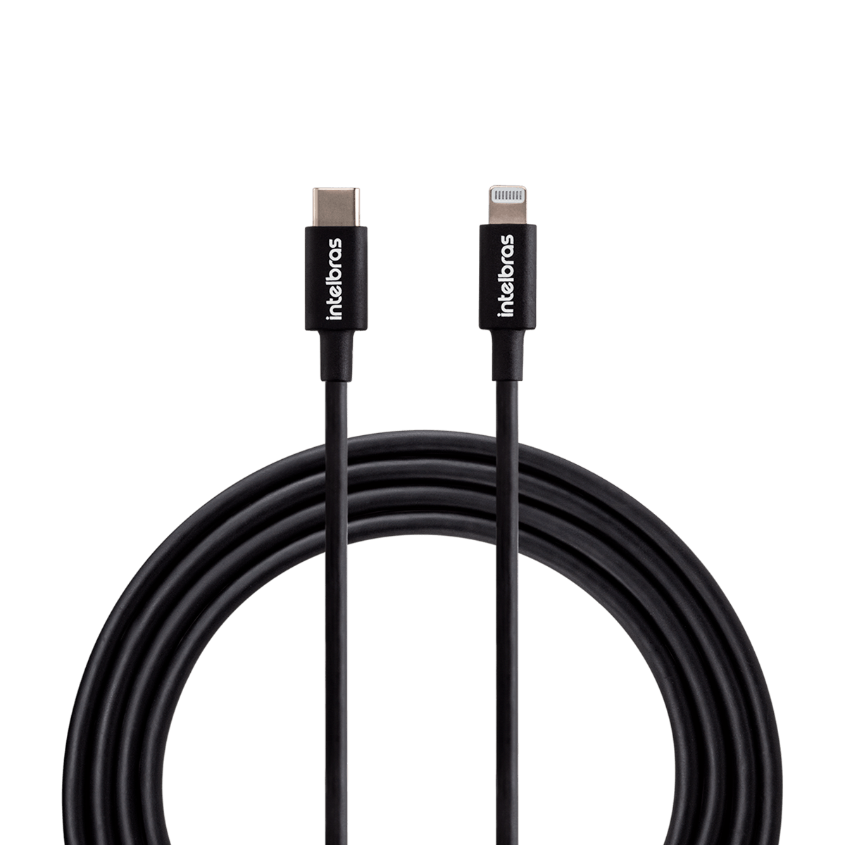 Cabo USB-C Lightning 1,2m em PVC Preto Intelbras EUCL 12PP