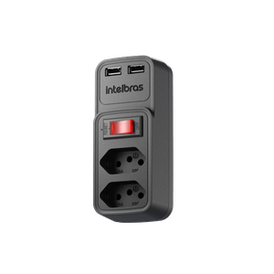 Adaptador Elétrico Preto 2 Tomadas 2 USB - EAC 202