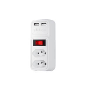 Adaptador Elétrico Branco  2 Tomadas 2 USB - EAC 202