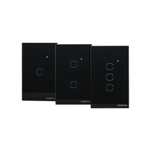 Kit Casa Inteligente Interruptor Touch 1, 2 e 3 Teclas Preto Intelbras