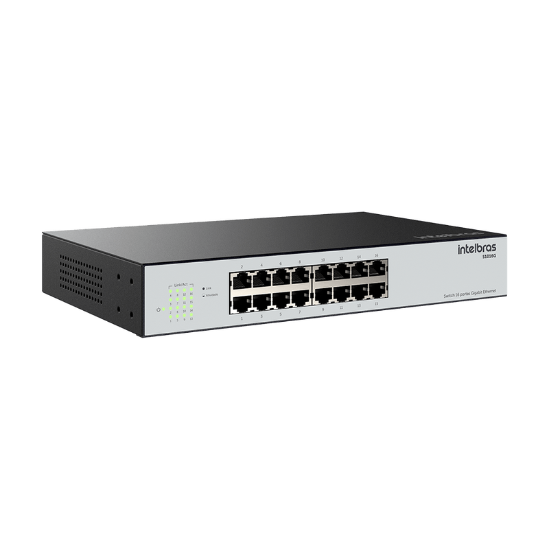 Switch Não Gerenciável 16 Portas Gigabit Ethernet S1016G Intelbras