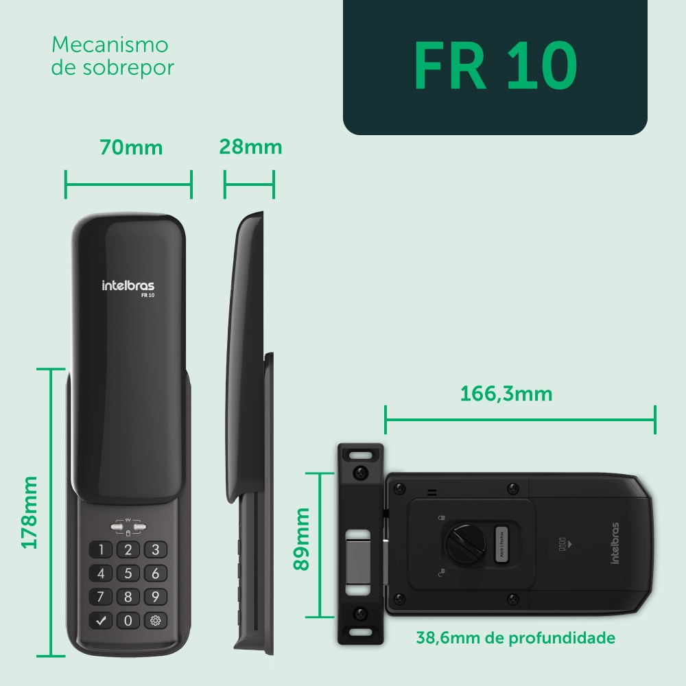 Fechadura Digital de Sobrepor FR 10 Preto | Intelbras - Intelbras