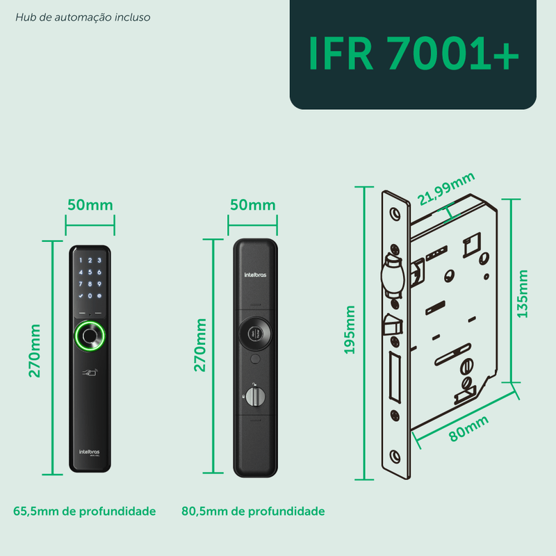 Fechadura Smart de Embutir sem Maçaneta IFR 7001+ Intelbras