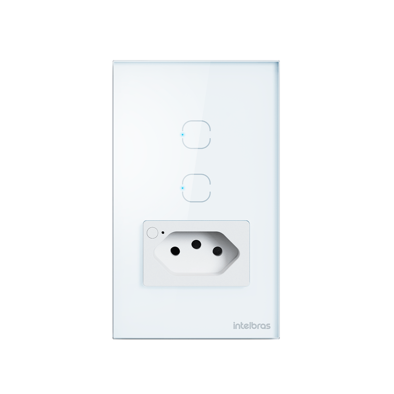 Tomada Simples 10A IZY Smart Wi Fi Com Interruptor 2 Teclas ETS 2002 Branco Intelbras