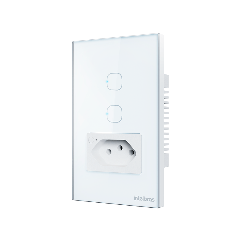 Tomada Simples 10A IZY Smart Wi Fi Com Interruptor 2 Teclas ETS 2002 Branco Intelbras
