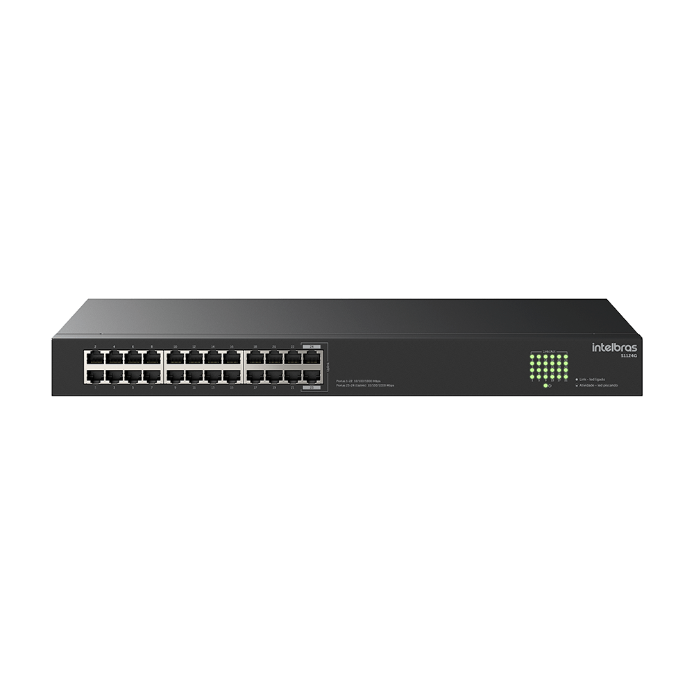 Switch Não Gerenciavel 24 portas Gigabit S1124G Preto Intelbras