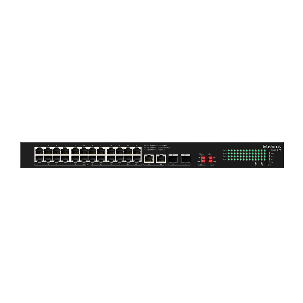 Switch Não Gerenciavel 28 portas Gigabit S1128G-PA Preto Intelbras