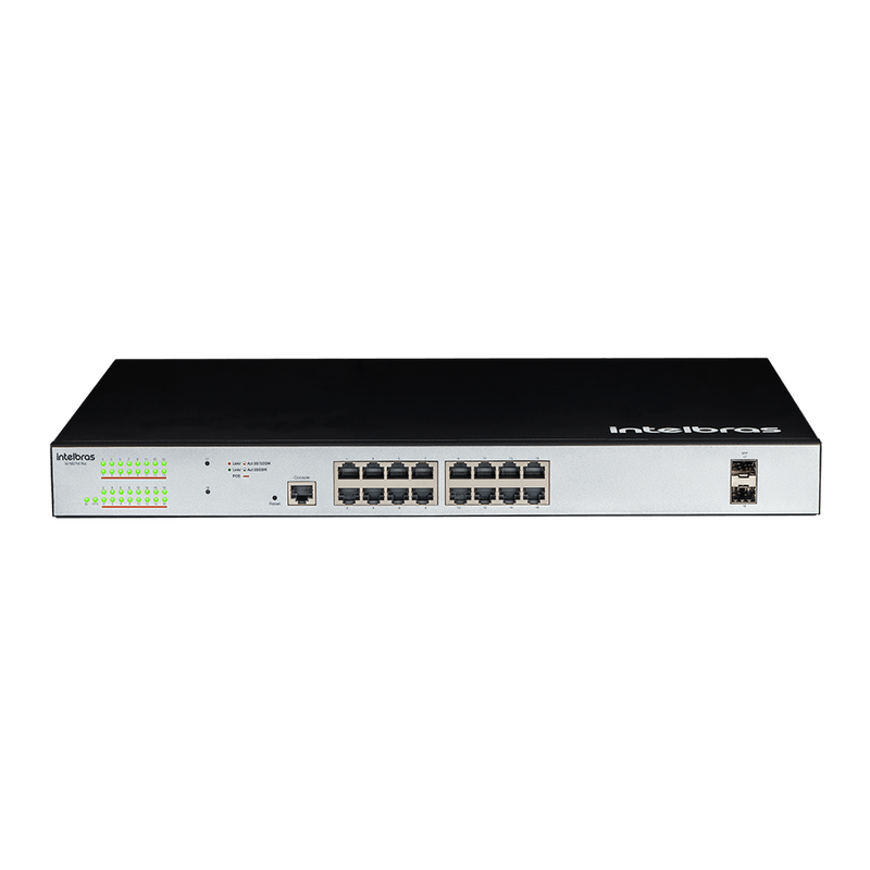 Switch Gerenciável 16 Portas Gigabit PoE 2 Portas SFP Intelbras SG 1602 PoE Max