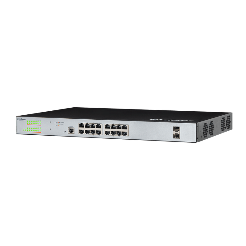Switch Gerenciável 16 Portas Gigabit PoE 2 Portas SFP Intelbras SG 1602 PoE Max