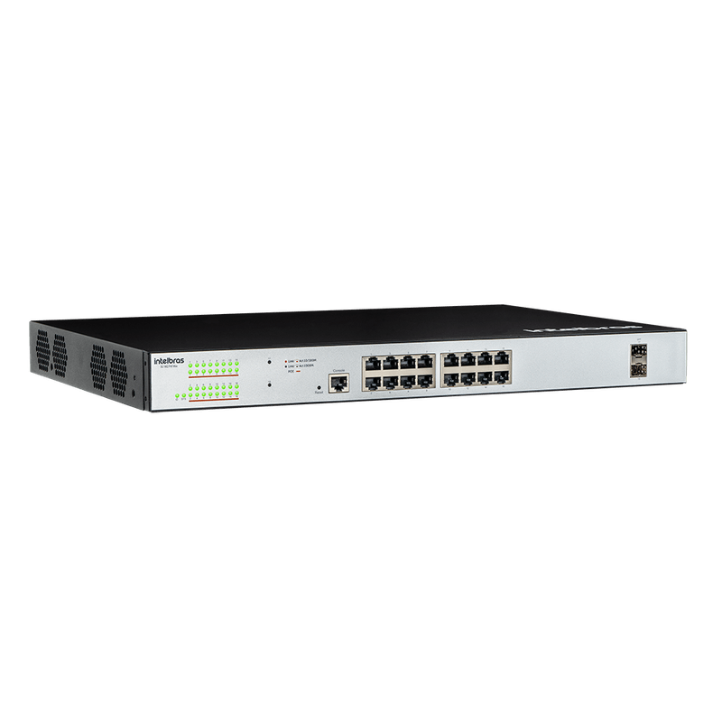 Switch Gerenciável 16 Portas Gigabit PoE 2 Portas SFP Intelbras SG 1602 PoE Max