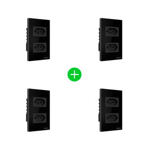 Tomada Dupla Inteligente Wi-Fi ETS 1002 Preto Intelbras - 4 unidades