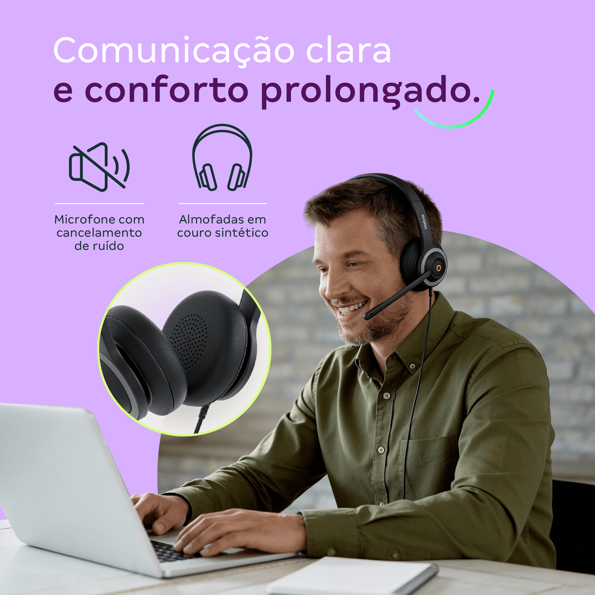 Headset Intelbras WHS 70 Duo USB