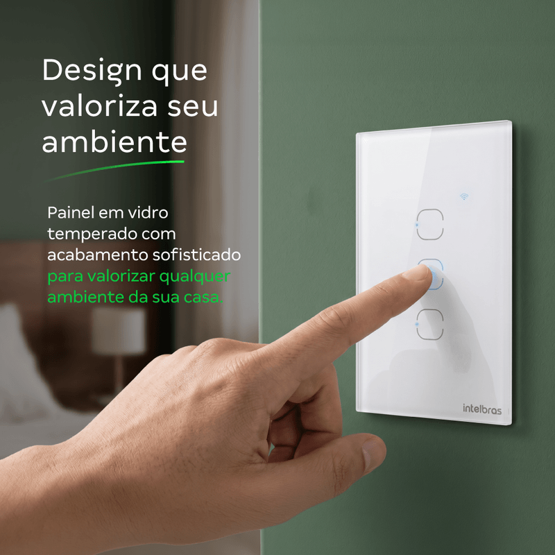 Interruptor Inteligente Touch 2 Botões EIZ 1002 Branco Intelbras