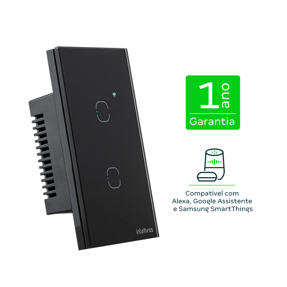 Interruptor Inteligente Touch 2 Botões EIZ 1002 Preto Intelbras