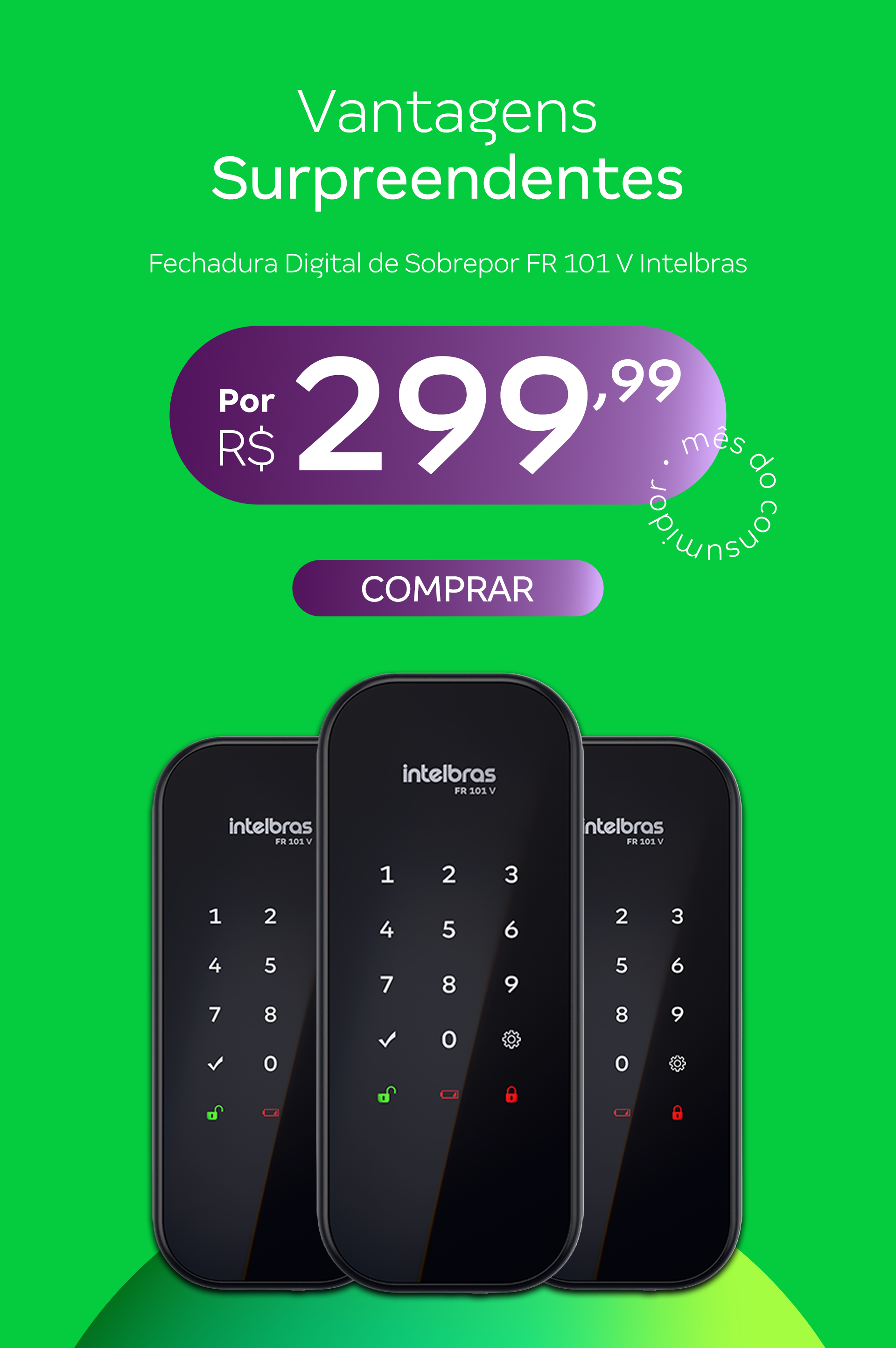 Fechadura Digital de Sobrepor FR 101 V Intelbras