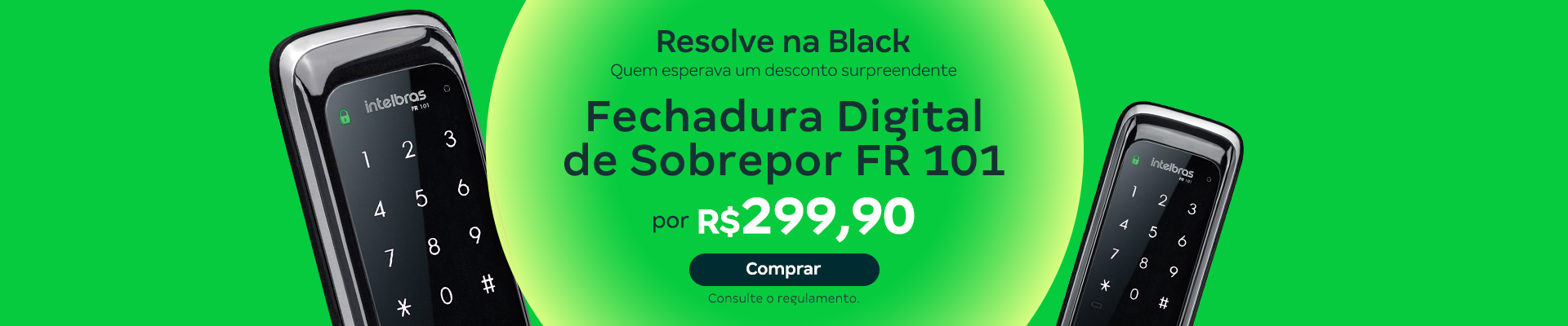 Fechadura Digital de Sobrepor Touch Screen FR 101 Preta Intelbras